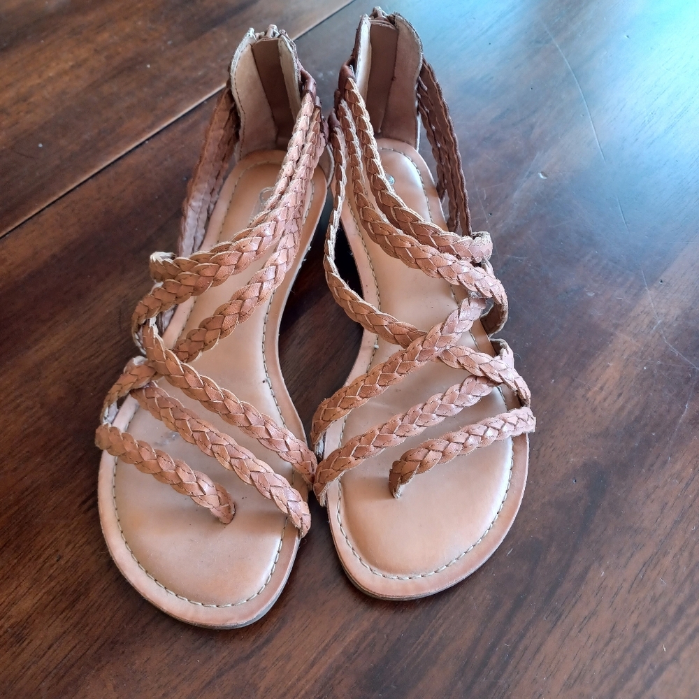 Carlos Santana Amara Braided Strappy Gladiator Sandals, Size 5.5, Tan